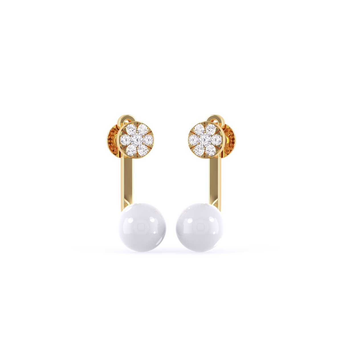 Antique Pearl Diamond Drop Earrings